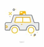 Thin Line Icons, Taxi Stock Photo