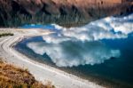 Cloud Reflected In Lake Hawea Stock Photo