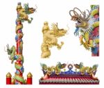 Chinese Dragon On The Ploe Stock Photo