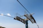 Close-up Of Part Of The Machinery Of The Ski Lift At Mount Olymp Stock Photo