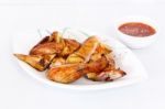 Grilled Chicken On Dish Stock Photo