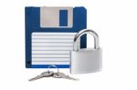 Padlock With Floppy Disk Stock Photo