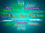 Three Year Plan Brainstorm Displays Future Business Program Stock Photo