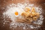 Fettuccine Pasta Italian Food Still Life Rustic Stock Photo