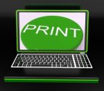 Print On Monitor Showing Printer Stock Photo