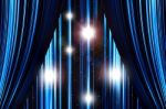 Blue Stage Curtain Stock Photo