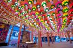 Seoul, South Korea - May 9 : Bongeunsa Temple With Hanging Lanterns For Celebrating The Buddha's Birthday On May. Photo Taken On May 9,2015 In Seoul,south Korea Stock Photo