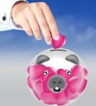 Hand With Heart In Piggy Bank Stock Photo