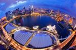 Singapore Skyline At Night Stock Photo