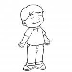 Hand Drawing Of Boy Standing - Illustration Stock Photo