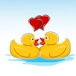 Valentine Card With Ducks Stock Photo