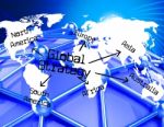 Global Strategy Means Globalization Globe And Solutions Stock Photo