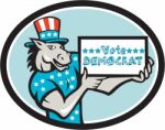 Vote Democrat Donkey Mascot Oval Cartoon Stock Photo