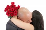 Couple Embracing Isolated Stock Photo