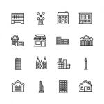 Building Icon Set On White Background Stock Photo