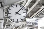 Public Clock At Metro Station Stock Photo