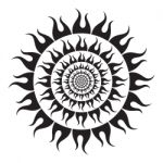 Black Sun On White Background.  Illustration Stock Photo