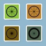 Bicycle Wheel Icon Set Stock Photo