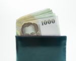 Thai Money Banknote In The Wallet Stock Photo