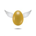 Egg Gold Fly Wing Realistic Design  Illustration Stock Photo