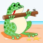 Frog Holding A Log Stock Photo