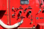 Fire Hose And Other Equipment In A Truck Stock Photo