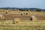 Rolls Of Hay Bayle Stock Photo