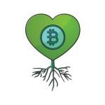 Cryptocurrency Bitcoin Love Heart With Root Thin Line Flat Desig Stock Photo