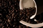 Coffe Beans And Cup Stock Photo