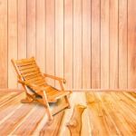 Wooden Deck Chair In Retro Style On Wooden Floor Interior Stock Photo