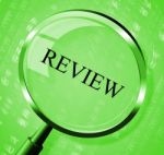 Review Magnifier Indicates Evaluate Appraisal And Assessing Stock Photo