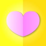 Pink Heart On Yellow Background Stock Photo