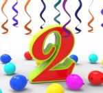 Number Two Party Shows Birthday Celebration Or Party Stock Photo