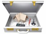 3d Model House In Briefcase Stock Photo