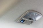 Car Ceiling Lamp And Switch Air For Background Stock Photo