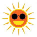 Sun Smile With Sunglasses On White Background Stock Photo