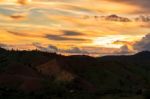 Twilight Time At Mountain Stock Photo