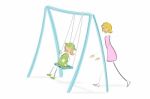 Mom Pushing Daughter On Swing Stock Photo