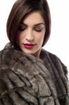 My New Style With Fur Coat Stock Photo