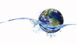 Globe With Splashing Water Stock Photo