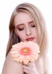 Woman With A Flower Stock Photo