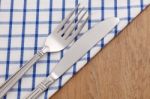 Silverware On Napkin Stock Photo