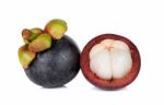 Mangosteen Isolated On The White Background Stock Photo