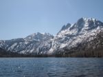 Beautiful Lake, Snow Mountain And Pine Tree Stock Photo