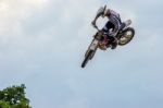 Stunt Motorcyclist At The Hop Farm In Kent Stock Photo