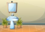 Cartoon  Illustration Interior Bathroom Stock Photo