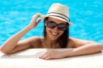 Sexy Girl Standing In Swimming Pool Stock Photo