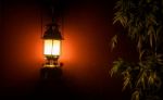 Light Lantern On The Wall Stock Photo