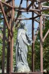 Statue Of The Virgin Mary At Wilanow Palace In Warsaw Stock Photo