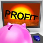 Profit Sinking On Monitor Shows Unprofitable Trading Stock Photo